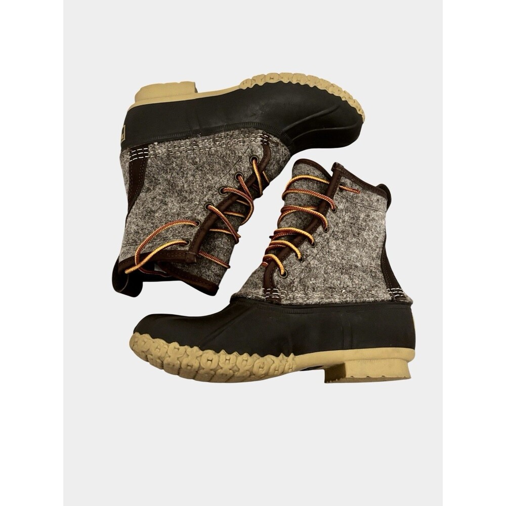 LL Bean Size 7 Brown Wool Felt Upper Duck Rain Festival Snow Winter Boot USA